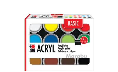 Produktbild von Marabu Acrylfarben-Set BASIC 12 x 18 ml