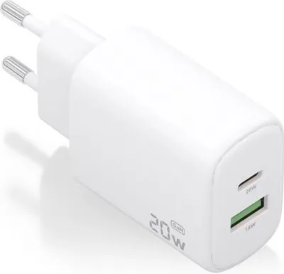 Produktbild von Aisens A110-0909 GaN Wall Charger/ 1xUSB Type-C/ 1xUSB/ 20W/ White