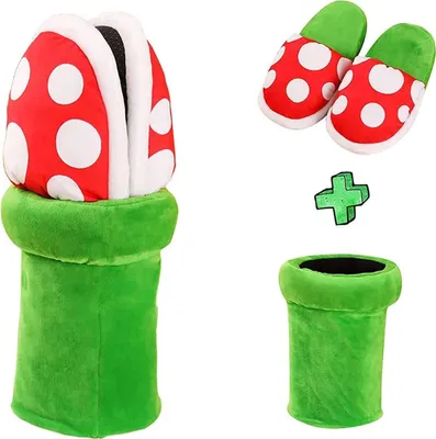 Produktbild von Winter Plüsch Haus Slipper Lustige Cosplay Schuhe Niedliche Baumwollschuhe Cannibal Blume Home Wear Sneakers Grün, Rot/Ausflug, einfarbig