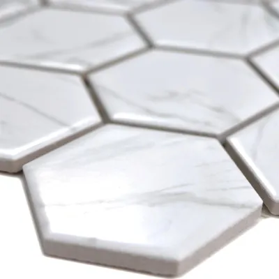 Produktbild von Keramikmosaik Mozart Hexagon Weiß Glänzend