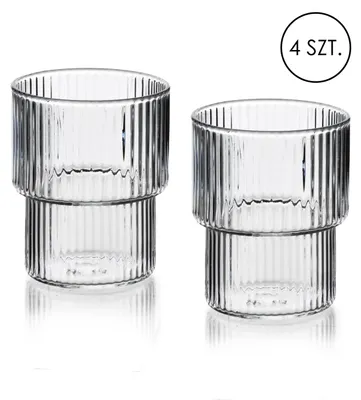 Produktbild von Trinkgläser Borosilikatglas ALLESKEN Ella Stripes 8x7x9,7 cm Klar 4er-Set 320 ml