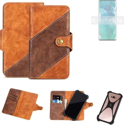 Produktbild von K-S-Trade Handyhülle Schutzhülle Bookstyle Case Wallet-Case kompatibel mit Motorola Edge+ Cover Klapphülle Kantenschutz Smartphone dunkelbraun
