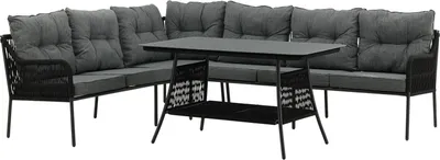 Produktbild von home24 Loungegruppe - 2-teilig - Schwarz - Stahl - 193 x 70 x 64 cm