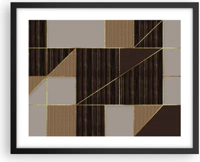 Produktbild von Gerahmtes Poster - Schwarzer Rahmen - Rechtecke Quadrate Braun - 50x40 cm - Wand Bild - Wanddeko - Wandbilder - Kunstposter - Wandposter - Bilderrahmen - Bilder - Kunstdruck - P2BAA50x40-4610