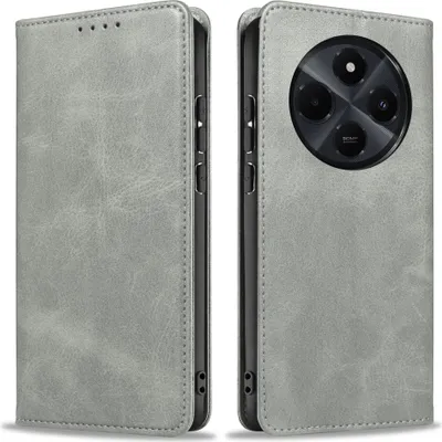 Produktbild von Handyhülle für Xiaomi Redmi 14C Kunstleder Flip Cover Hülle Handytasche Case Kartenfach Farbe: Grau