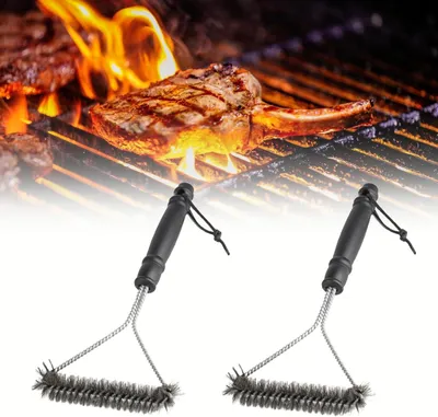 Imagen del producto de Cepillos para parrilla, de latón, 2 unidades, 30,5 cm, para parrillas de gas y de carbón