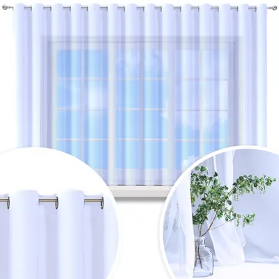 Produktbild von Transparenter glatter weißer Voile Vorhang mit 4 cm Ösen, 500x160 cm