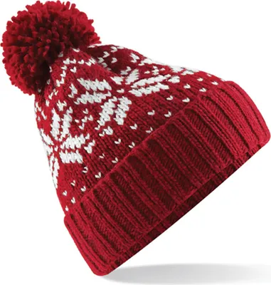 Immagine prodotto di Beechfield B456 | Fair Isle Snowstar Beanie - Colore: Classic Red/White - Taglia: Unica