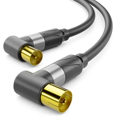 Produktbild von deleyCON 1m 4K TV Antennenkabel 2x Winkel - IEC Koaxialkabel HDTV Schwarz