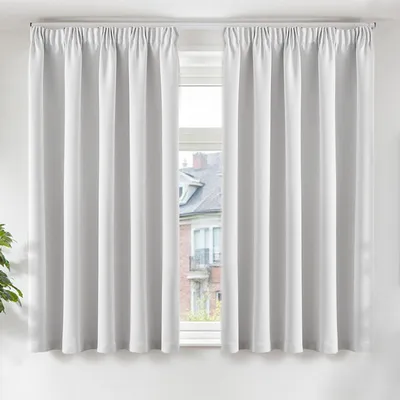 Verdunkelungsvorhänge mit Faltenband, 145x140 cm, 2er-Set, grau-weiß