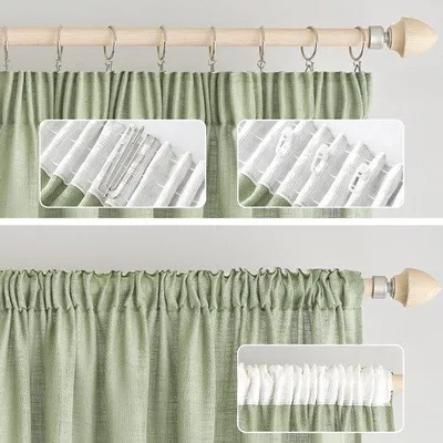 Immagine prodotto di Tende trasparenti effetto lino Unyqoos®, 140 x 245 cm, set da 2 – 30% lino / 70% poliestere, ideali per soggiorno, camera da letto, cucina