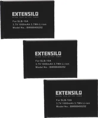 Produktbild von EXTENSILO 3x Akku kompatibel mit Samsung WB850F, WB700, WB850, WB690, WB750, WB710, WB550, WB500, WB800F, WB800 Kamera (1000 mAh, 3,7 V, Li-Ion)