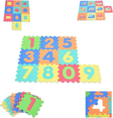 Zdjęcie produktu dla Mata puzzlowa Moni 10-częściowa mata puzzlowa rozmiar 32 x 32 cm pianka EVA pomarańczowa