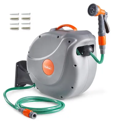 Productafbeelding van Wandmontage slanghaspel 20m met spuitpistool en 8 functies