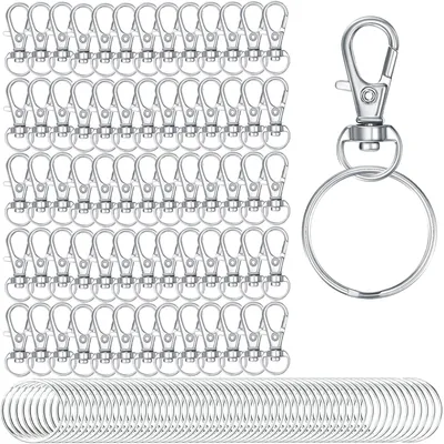 Immagine prodotto di Moschettone portachiavi - Argento - Girevole - 130 pezzi