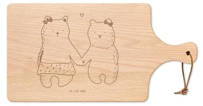 Produktbild von Mr. & Mrs. Panda Holzbrett Bär Freundin - Transparent - Geschenk, Hackbrett, Frühstücksbrett, schneidebrett buche, Teddy, Brett, Brotzeitbrett