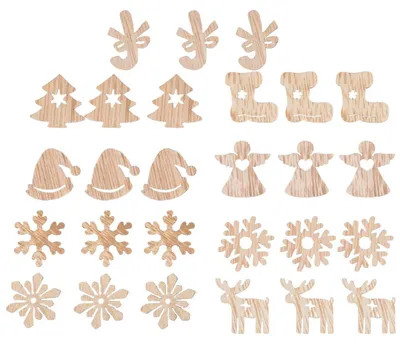 100 Holz-Weihnachtsbaum-Anhänger, Mini-Deko, DIY-Basteln