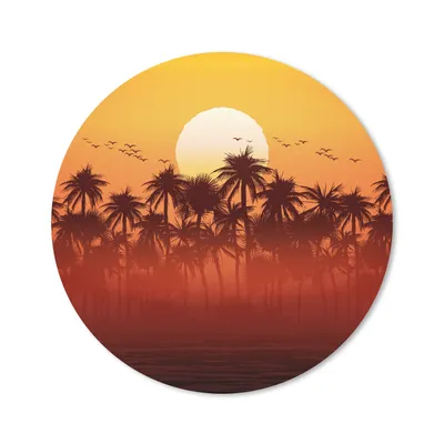 Produktbild von MuchoWow® Mauspad Mousepad Sonne - Palme - Vogel 40x40 cm - Mousepads - Maus Mat - Pad - Mausunterlage - Schreibtisch Accessoires