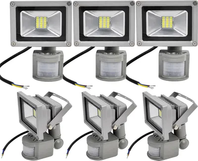 Produktbild von 6pcs 20W LED Fluter SMD Strahler mit PIR Bewegungsmelder,Greenmigo 120° Fluter IP65 Wasserdicht Aluminiumkörper Grau Kaltweiß