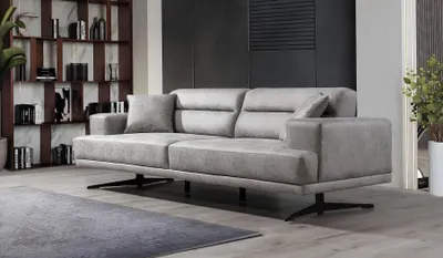 Produktbild von Sofa 3 Sitzer Sofas Leder Dreisitzer Sitz Polster Design Wohnzimmer Modern Grau
