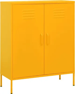 Image de Armoire à outils "Hagenbach" en acier jaune moutarde. Dimensions (L/L/H) 80x35x101 cm