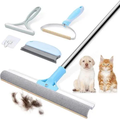 Produktbild von Tierhaarreiniger - Tapiertrockner Set - Haar entfernen - Unikat Metallranddesign - 44,4 x 14,1 x 5,89 cm