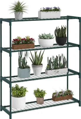 Image de Étagère à plantes - Support à fleurs 4 niveaux - 89x28x107 cm - Pour pots de fleurs - Vert foncé