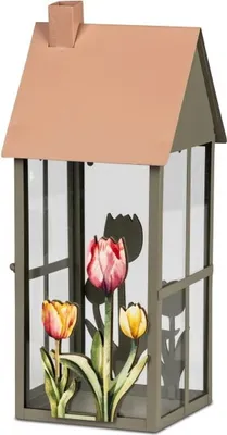Produktbild von Dekorative Laterne , Haus Wili 13x30cm klassisches Design aus lackiertem Eisen Metall weiss