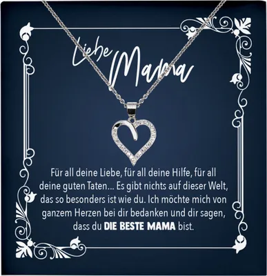 Produktbild von 22Feels Echt Silber Halskette - Mama Geschenk Mutter Frauen Schmuck Set Muttertag Geburtstag Weihnachten - Herz Anhänger, Karte