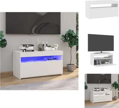 Produktbild von vidaXL TV-Schrank mit LED-Leuchten Hochglanz-Weiß 75x35x40 cm -  TV-Möbel
