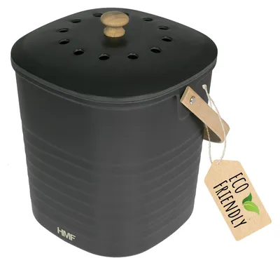 Produktbild von Biomülleimer mit Deckel, nachhaltig, geruchsdicht, HMF 3780, 6L, Schwarz