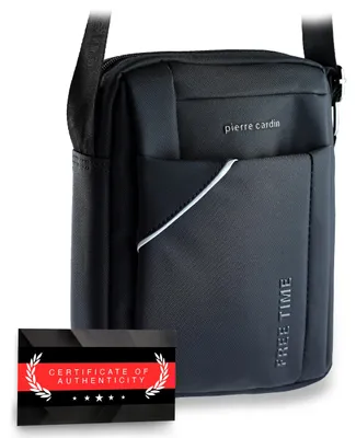 Zdjęcie produktu dla Pierre Cardin saszetka męska na ramię poliester czarny 24x9x20 cm crossbody, 5 kieszeni