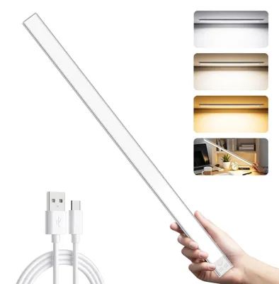 Produktbild von OUILA Led Schrankbeleuchtung mit Bewegungsmelder 60CM 3 Farben Dimmbar Unterbauleuchte Küche Led Leiste Batterie USB Wiederaufladbar Schranklicht für Küche, Badezimmer, Schlafzimmer