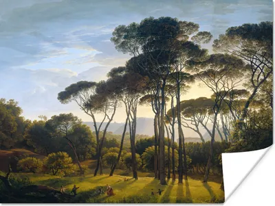 Produktbild von MuchoWow® Poster Italienische Landschaft mit Zirbelkiefer - Kunst - Alte Meister 160x120 cm - Foto Plakat