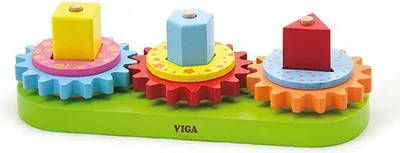 Produktbild von Holzpuzzle Viga Zahnräder und Formen