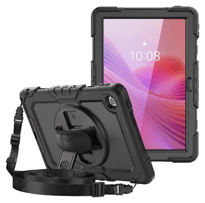 Produktbild von Avizar, Rundumschutz Hülle für Lenovo Tab 10.1 2025 mit Videoständer und Schultergurt, Schwarz