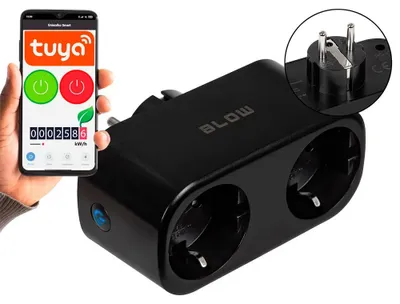 Immagine prodotto di Presa doppia TUYA controllabile tramite Wi-Fi, nera
