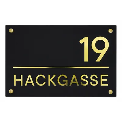 Produktbild von Personalisiert Hausnummer aus Acryl und Laminat – 19x29 cm - Hausnummerschild – Hausnummern Wetterfest Schilder (Gold)