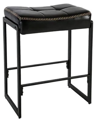 Immagine prodotto di Sgabello da bar - Sgabello imbottito in ecopelle - Altezza seduta: 66 cm - Seduta imbottita - Struttura in metallo - Poggiapiedi - Colore: nero