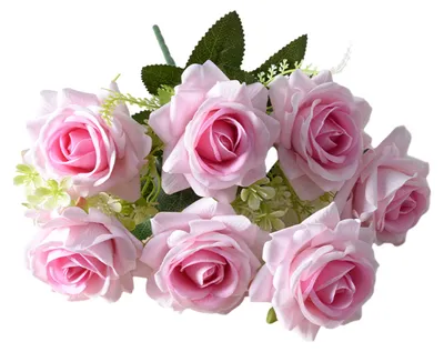 Produktbild von 7-köpfiger künstlicher Rosenstrauß, realistische Kunstblumen, Tischdekoration für Zuhause, Büro, Hochzeit, Party, drinnen und draußen