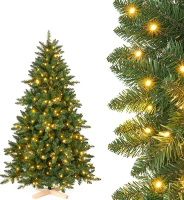 Produktbild von Yorbay Künstlicher Weihnachtsbaum 150cm Nordmanntanne mit 240 LEDs Tannenbaum für Weihnachten-Dekoration
