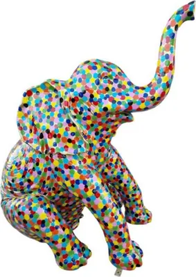 Produktbild von Casa Padrino Luxus Deko Skulptur Elefant Bunt H. 140 cm - Große Deko Figur - XXL Deko Skulptur - XXL Deko Figur - Wohnzimmer Deko - Garten Deko - Luxus Deko XXL Figuren