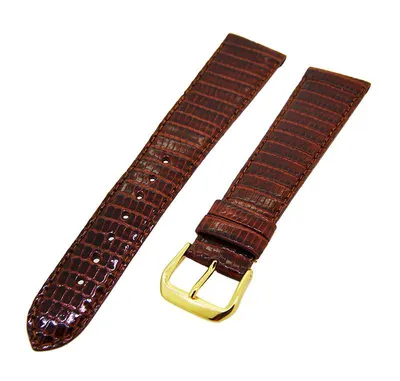 Produktbild von Uhrenarmband Leder Braun 20mm Ton in Ton Dornschließe Gold Ersatzband
