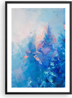 Produktbild von Gerahmtes Poster - Schwarzer Rahmen - Abstraktion blau gemalt - 50x70 cm - Wand Bild - Wanddeko - Wandbilder - Kunstposter - Wandposter - Bilderrahmen - Bilder - Kunstdruck - P2BPA50x70-4570