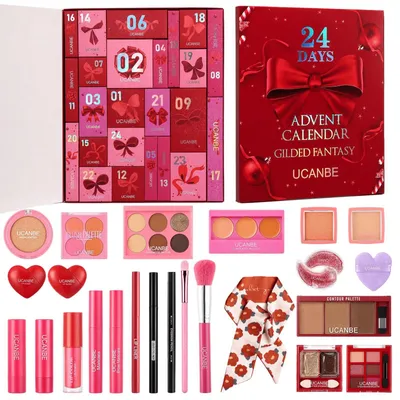 Imagen del producto de Calendario de Adviento Navideño de Maquillaje de 24 Días Set Sorpresa de Belleza en Tamaño Completo Calendario de Cuenta Atrás Navideño Set de Regalo