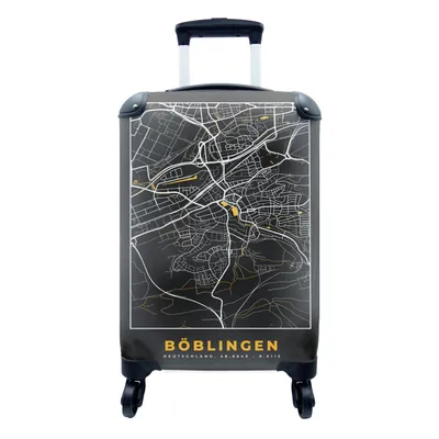 Produktbild von MuchoWow® Koffer Handgepäck Trolley Rollkoffer Kleine Reisekoffer mit 4 Rollen - Böblingen - Stadtplan - Gold - Karte - Deutschland - Cabin Size < 55x40x23 cm & 55x40x20 cm - Fotokoffer - Kabinenkoffer - Boardgepäck - Reise-Box - Reisekoffer - Reisegepäck - Koffer mit Bild - Trolley für Kinder