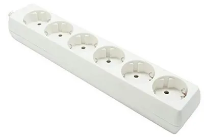 Imagen del producto de Electraline 59704 - Regleta de enchufes de 6 tomas - Sin cable - Tomas de corriente con toma de tierra - Blanco