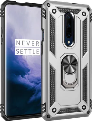 Produktbild von LaimTop OnePlus 7 Pro Hülle, Hybrid Robuste Rüstung Drehbarer Ring Halter Ständer Dual Layer Hard PC + TPU Stoßfest Schutzhülle für OnePlus 7 Pro Silber