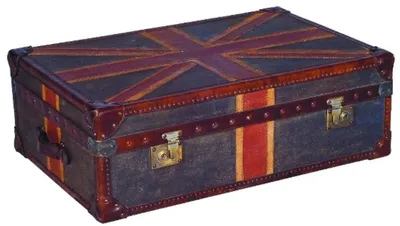 Produktbild von Casa Padrino Luxus Truhe Union Jack 90 x 60 x H. 30 cm - Wohnzimmer Couchtisch in Kofferoptik