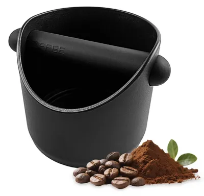 Kaffee-Klopfbox 10x10x11 cm mit herausnehmbarem Stößel, schwarz